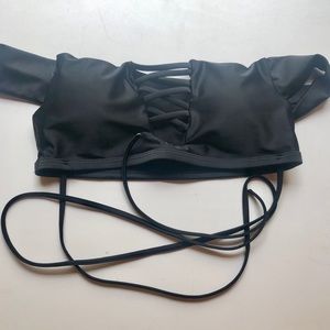 zaful off-shoulder black bikini top
